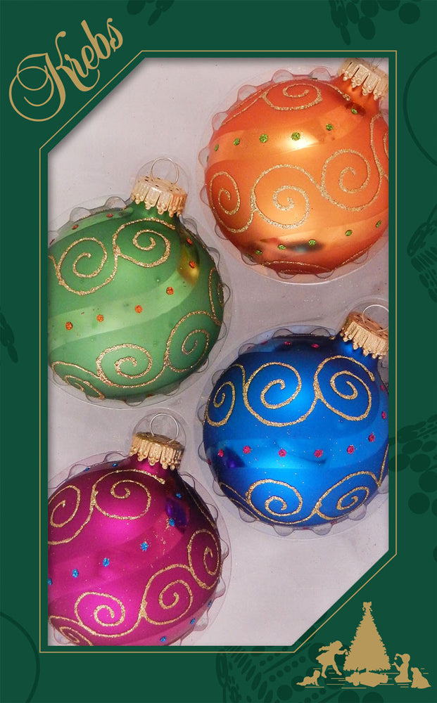 Glass Christmas Tree Ornaments - 67mm/2.625 [4 Pieces] Decorated