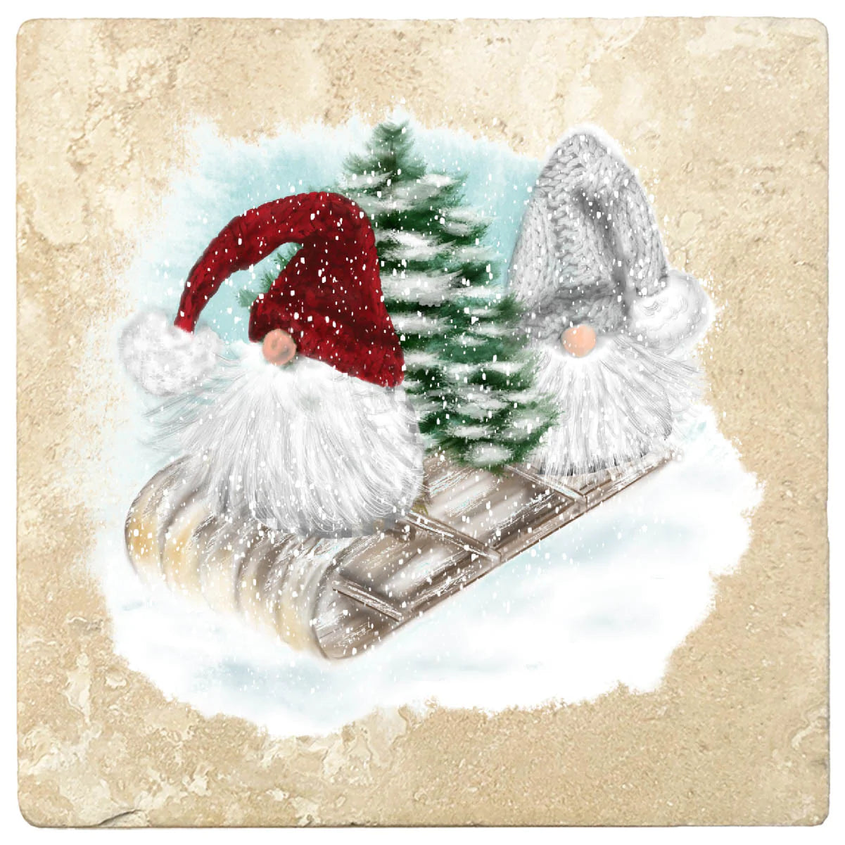 4 Christmas Holiday Travertine Coasters - Back of Red Truck with Gnom –  Christmas by Krebs