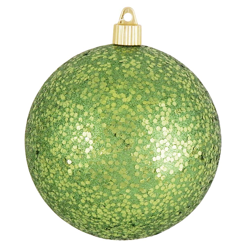 Christmas By Krebs Ornament, Commercial Grade Indoor and Outdoor Shatterproof Plastic, Water Resistant Ball Ornament Decorations (Lime Green Glitz, 4 3/4 inch (120mm))