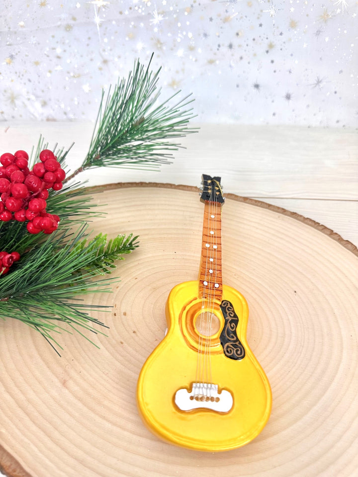 Christmas By Krebs Blown Glass  Collectible Tree Ornaments  (7" Acoustic Guitar)