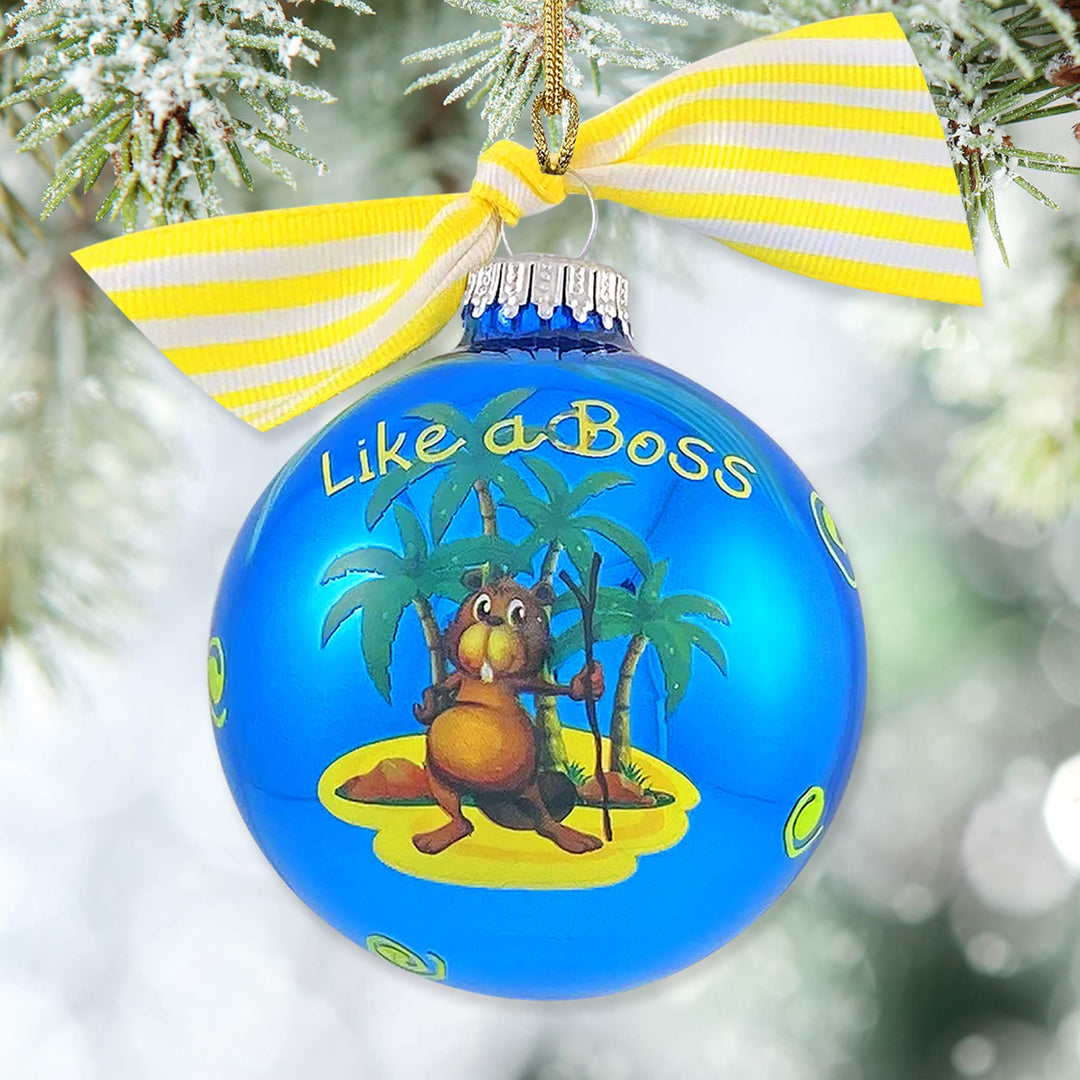 3 1/4" Personalized Giftable Glass Ball Ornament with Baby's 1st Koala/Moon