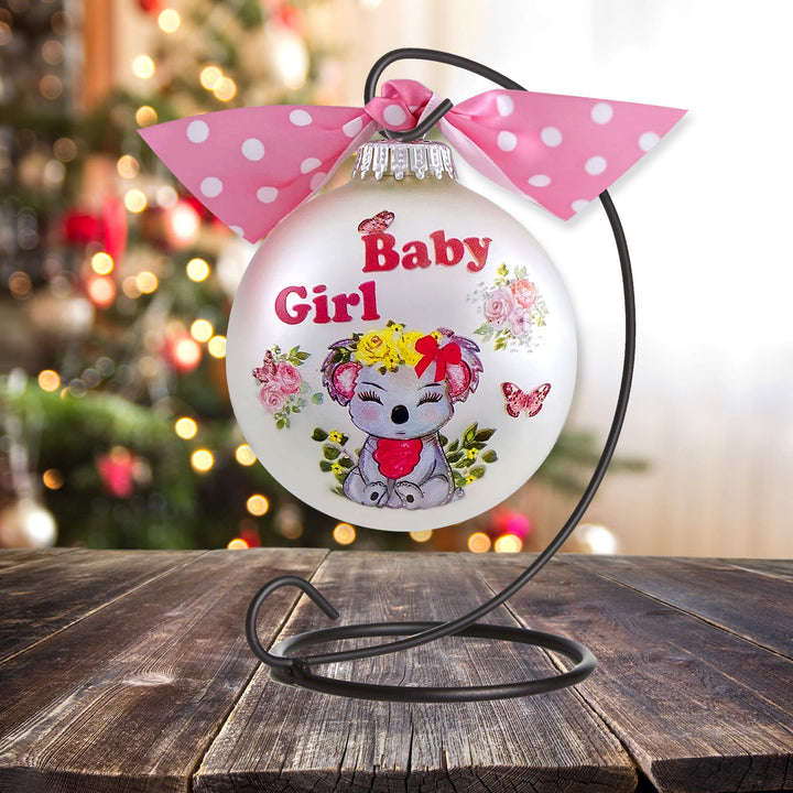 3 1/4" Personalized Giftable Glass Ball Ornament with Baby's 1st Koala/Moon