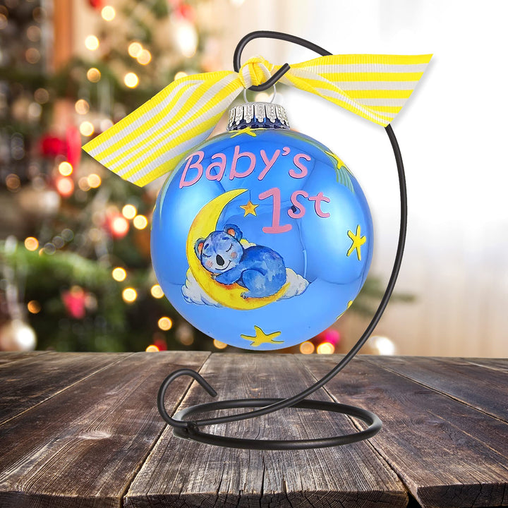 3 1/4" Personalized Giftable Glass Ball Ornament with Baby's 1st Koala/Moon