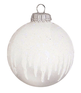 Glass Christmas Tree Ornaments - 67mm/2.625" [4 Pieces] Decorated Balls from Christmas by Krebs Seamless Hanging Holiday Decor (Silver Midas with Icicles)