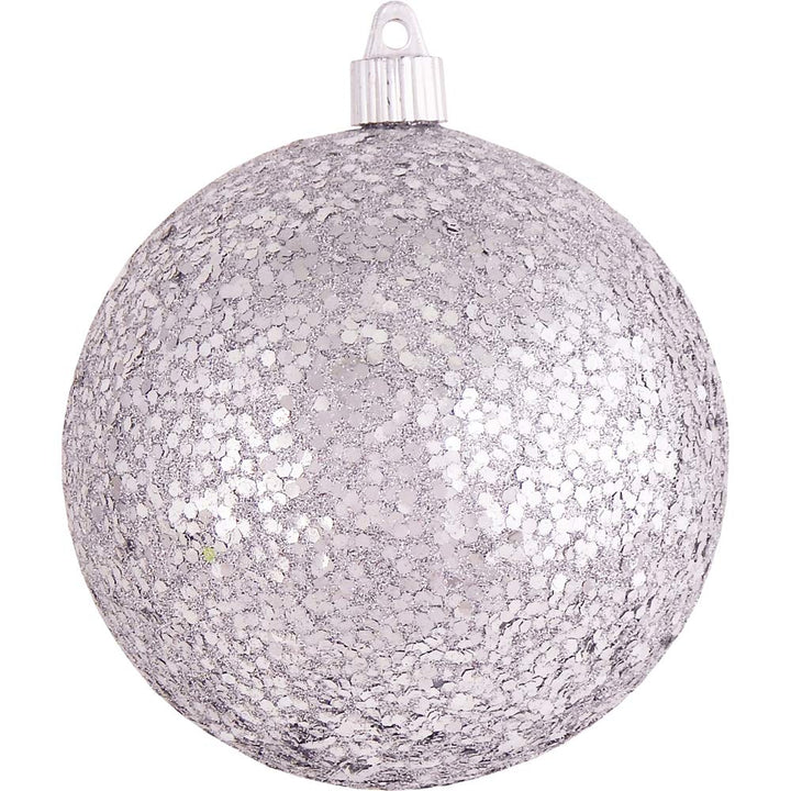 Christmas By Krebs Ornament, Commercial Grade Indoor and Outdoor Shatterproof Plastic, Water Resistant Ball Ornament Decorations (Silver Glitz, 4 3/4 inch (120mm))