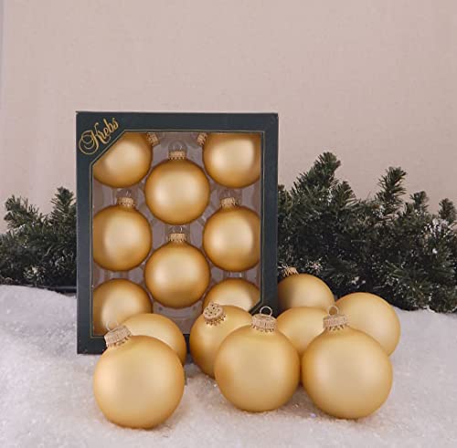 Christmas By Krebs Made in The USA Designer Seamless Glass Christmas Ball Ornaments, 2 5/8" (67mm), 8 Pieces (Velvet Chiffon Gold)