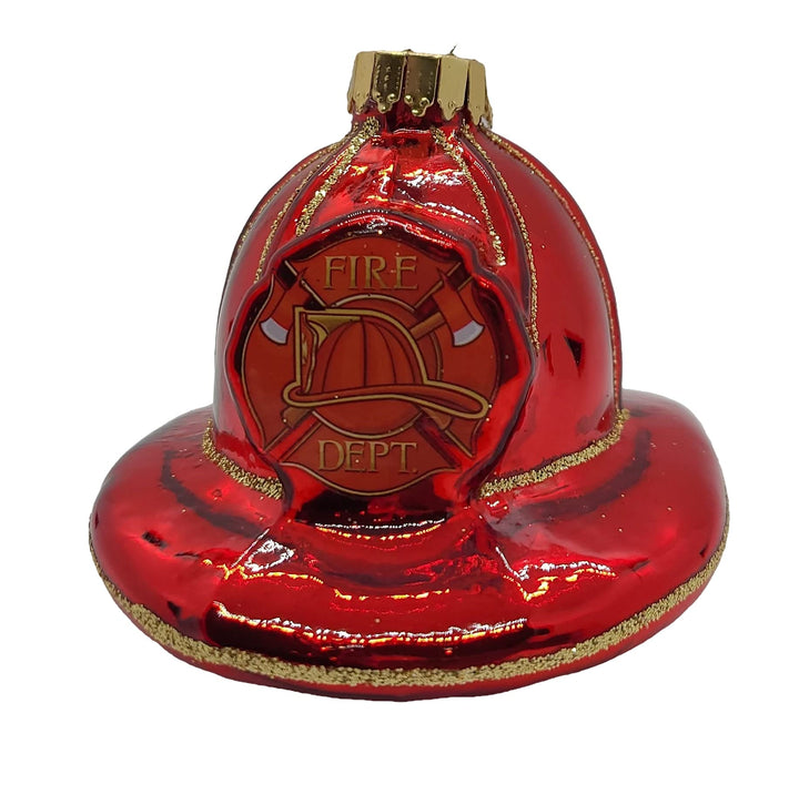 Christmas By Krebs Blown Glass  Collectible Tree Ornaments  (2 1/2" Firefighter Hat)