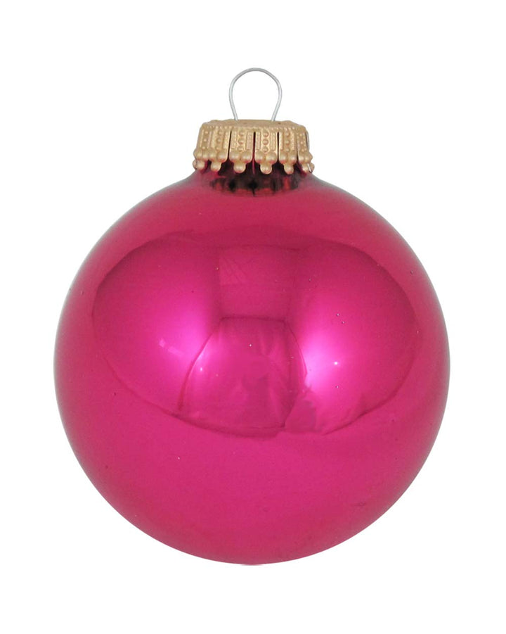 Christmas By Krebs Made in The USA Designer Seamless Glass Christmas Ball Ornaments, 2 5/8" (67mm), 8 Pieces (Shiny Cabernet Pink)