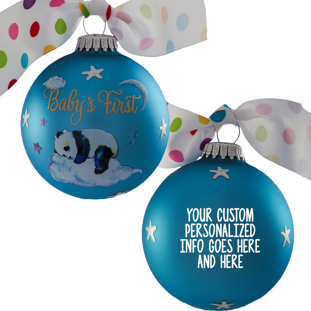 3 1/4" Personalized Giftable Glass Ball Ornament with Baby's 1st Koala/Moon