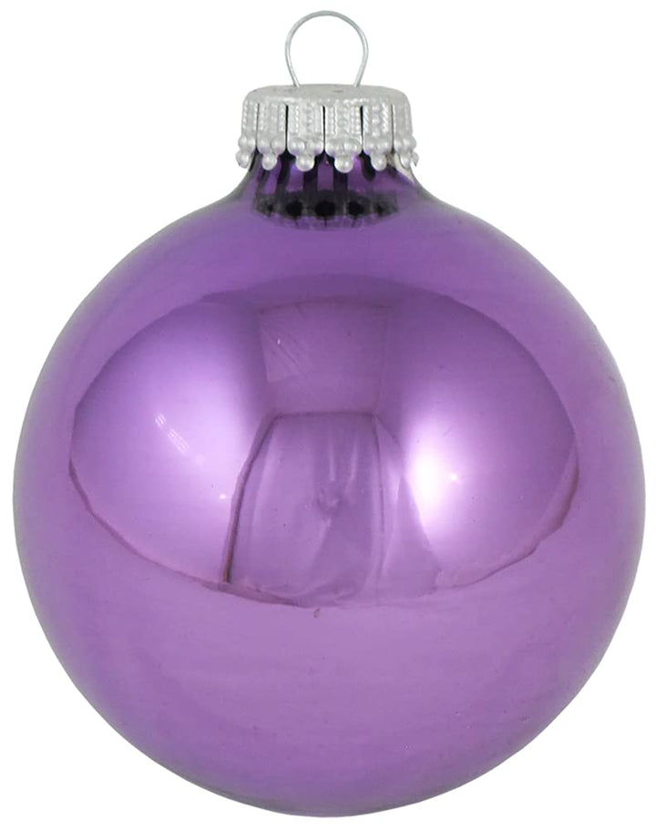 Glass Christmas Tree Ornaments - 67mm / 2.63" [8 Pieces] Designer Balls from Christmas By Krebs Seamless Hanging Holiday Decor (Shiny Amethyst Purple)