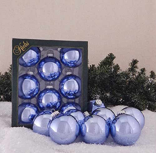 Christmas By Krebs 2 5/8" (67mm) Seamless Glass Ornament [8 Pieces], Decorated Designer Heirloom (Shiny Alpine Blue)