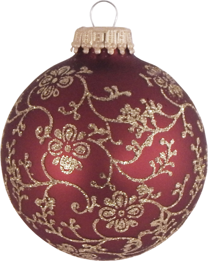 Glass Christmas Tree Ornaments - 67mm/2.63" [4 Pieces] Decorated Balls from Christmas by Krebs Seamless Hanging Holiday Decor (Traditional Colors with Gold Glitterlace)