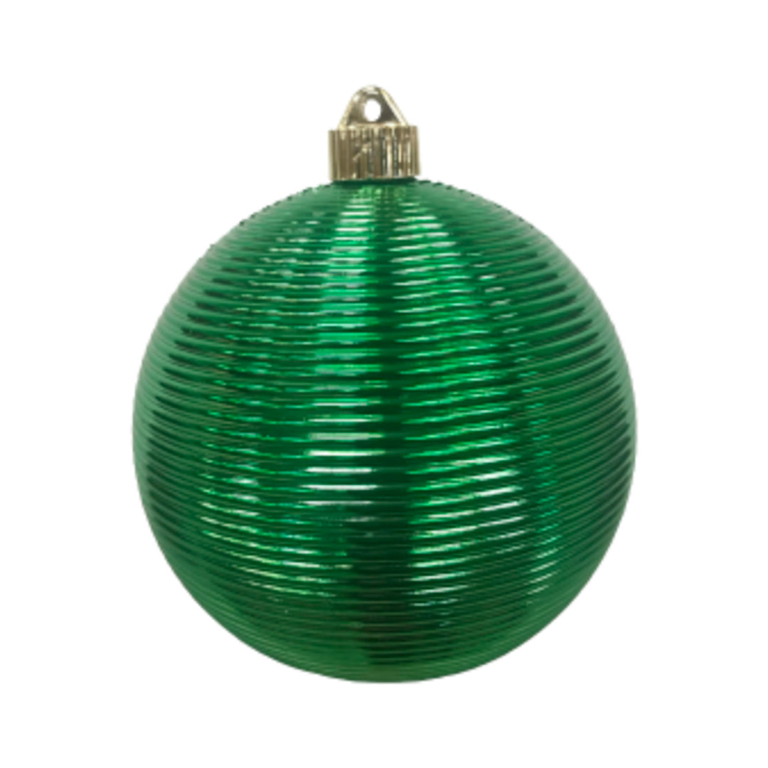 Christmas By Krebs 6" (150mm) Round Spiral Shiny Blarney Green [2 Pieces] Solid Commercial Grade Indoor and Outdoor Shatterproof Plastic, UV and Water Resistant Ball Ornament Decorations