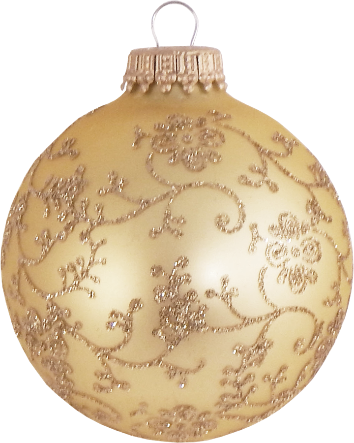 Glass Christmas Tree Ornaments - 67mm/2.63" [4 Pieces] Decorated Balls from Christmas by Krebs Seamless Hanging Holiday Decor (Traditional Colors with Gold Glitterlace)