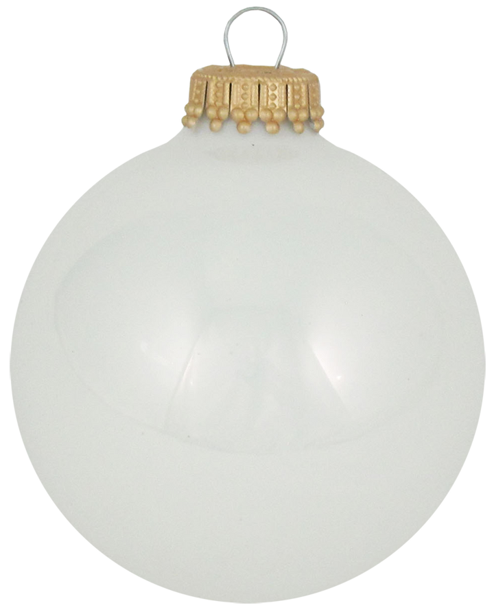 Glass Christmas Tree Ornaments - 67mm / 2.63" [8 Pieces] Designer Balls from Christmas By Krebs Seamless Hanging Holiday Decor (Shiny Porcelain White)