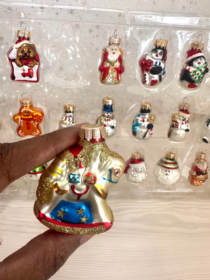 Christmas By Krebs Blown Glass  Collectible Tree Ornaments (1.5" Figurine 24 Each Advent Calendar)