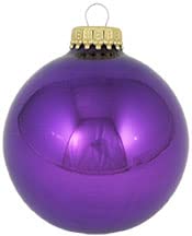 Christmas By Krebs 2 5/8" (67mm) Seamless Glass Ornament [8 Pieces], Decorated Designer Heirloom (Shiny Royal Lilac Purple)