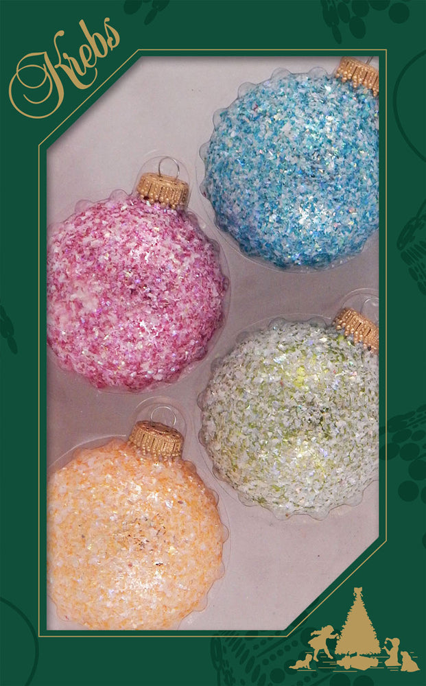 2 5/8" (67mm) Designer Decorated Boxed Glass Christmas Ornaments