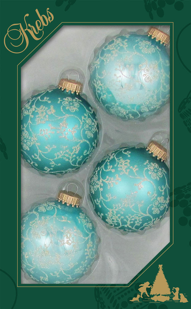 2 5/8" (67mm) Designer Decorated Boxed Glass Christmas Ornaments