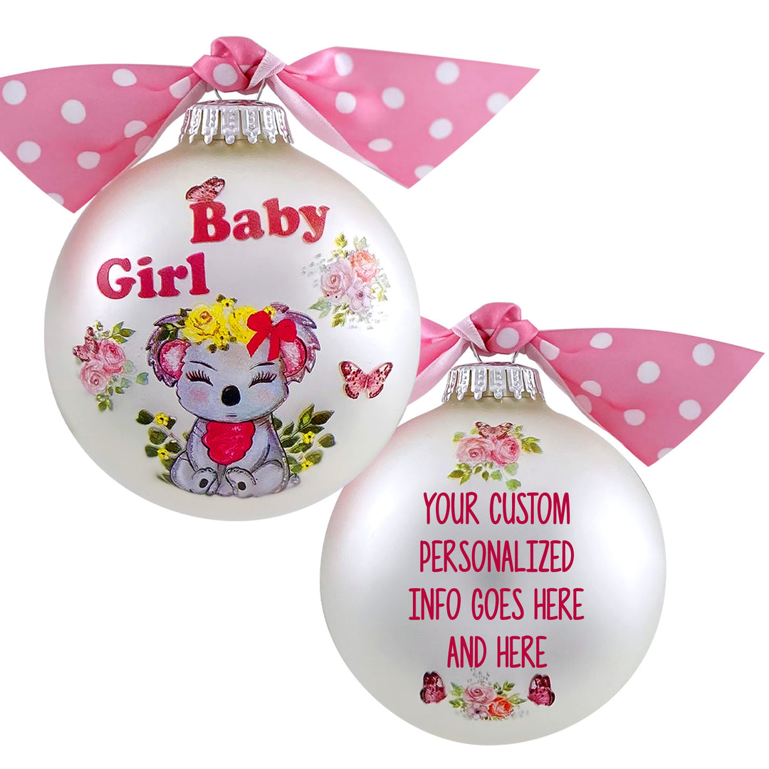 3 1/4" Personalized Giftable Glass Ball Ornament with Baby's 1st Koala/Moon