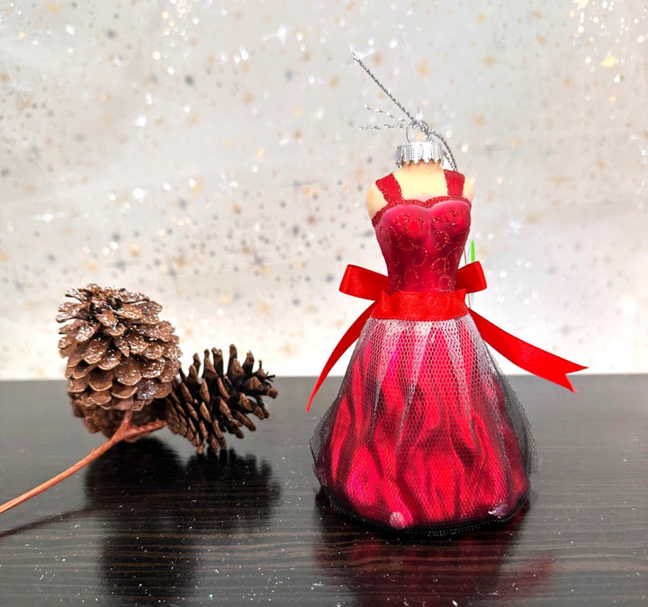 Christmas By Krebs Blown Glass  Collectible Tree Ornaments  (4.5" Red Dress)