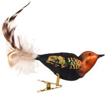 Green and Brown Matte Shaded 3 1/2" Clip-On Birds (3)