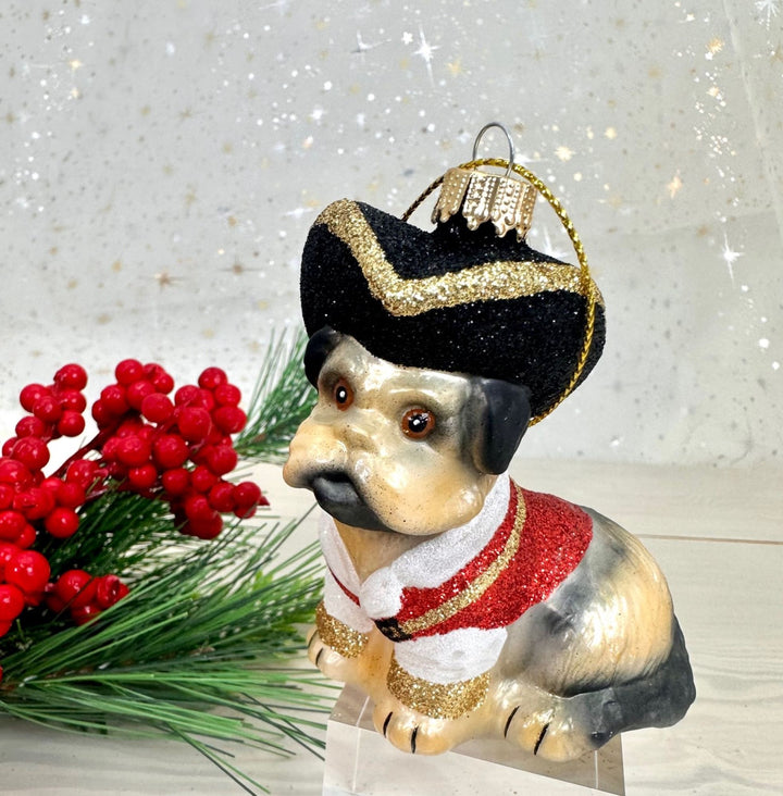 Christmas By Krebs Blown Glass  Collectible Tree Ornaments  (3 3/4" Pirate Pug)