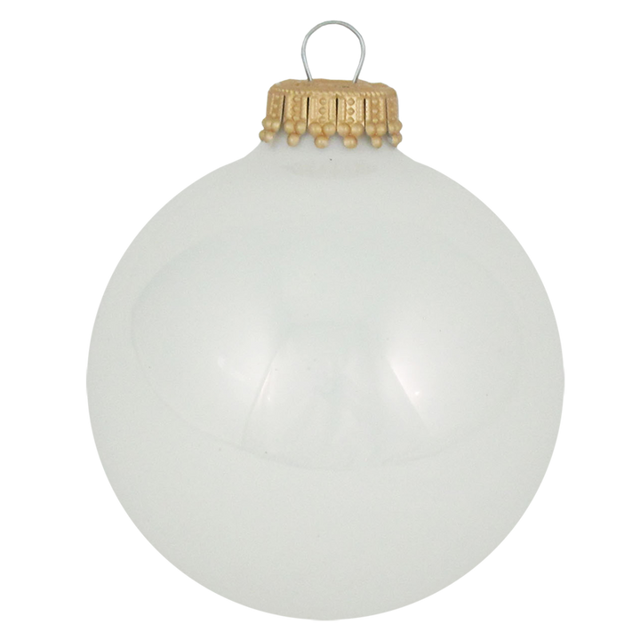 Glass Christmas Tree Ornaments - 67mm/2.63" Designer Balls from Christmas by Krebs - Seamless Hanging Holiday Decorations for Trees - Set of 12 Ornaments (White and Red with Reverse Print Cardinal)