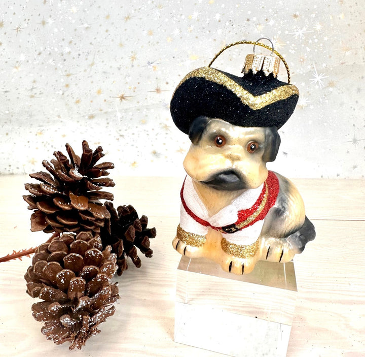 Christmas By Krebs Blown Glass  Collectible Tree Ornaments  (3 3/4" Pirate Pug)