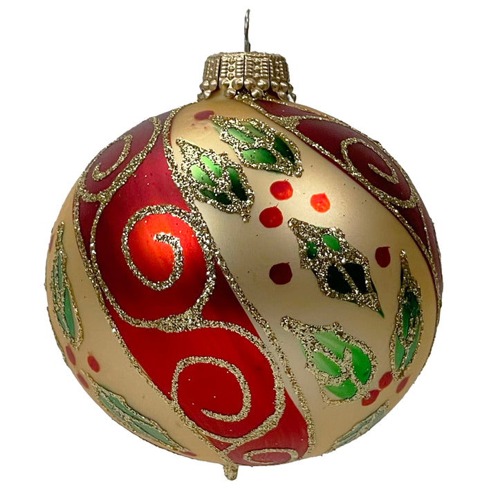 Glass Christmas Tree Ornaments - 67mm/2.63" [4 Pieces] Decorated Balls from Christmas by Krebs Seamless Hanging Holiday Decor