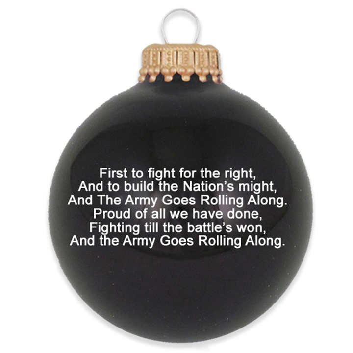 Christmas Tree Ornaments Made in the USA - 80mm / 3.25" Decorated Collectible Glass Balls from Christmas by Krebs - Handmade Hanging Holiday Decorations for Trees (US Army Logo & Hymn, Hymn)