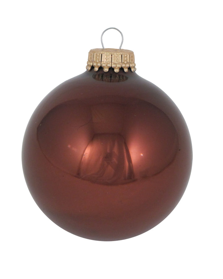 Christmas By Krebs 2 5/8" (67mm) Seamless Glass Ornament [8 Pieces], Decorated Designer Heirloom (Shiny Friar Brown)