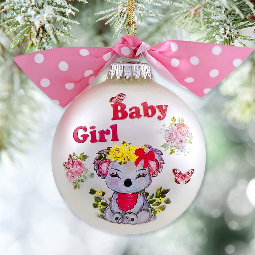 3 1/4" Personalized Giftable Glass Ball Ornament with Baby's 1st Koala/Moon