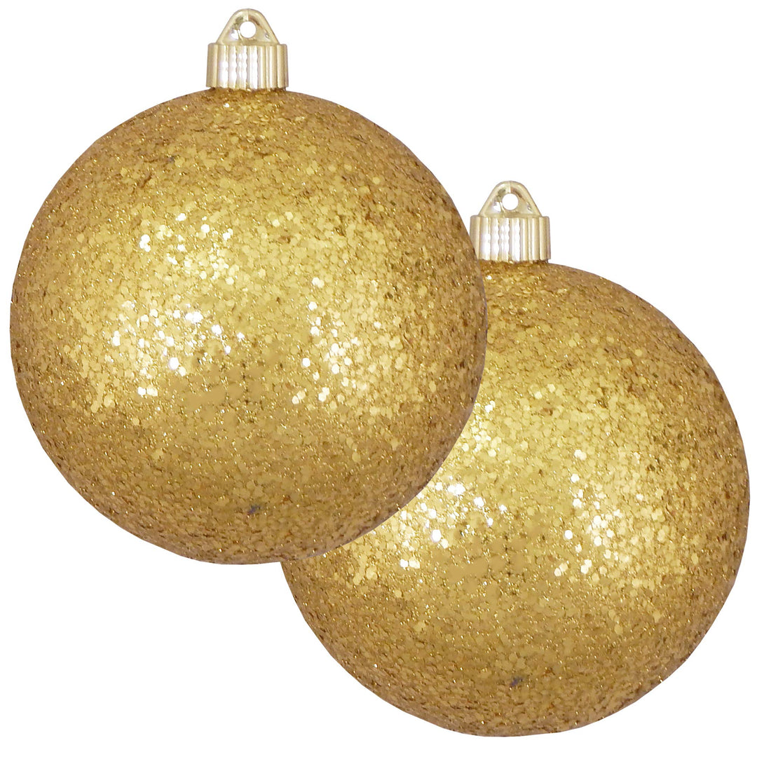 Christmas By Krebs Ornament, Commercial Grade Indoor and Outdoor Shatterproof Plastic, Water Resistant Ball Ornament Decorations (Gold Glitz, 6 inch (150mm))