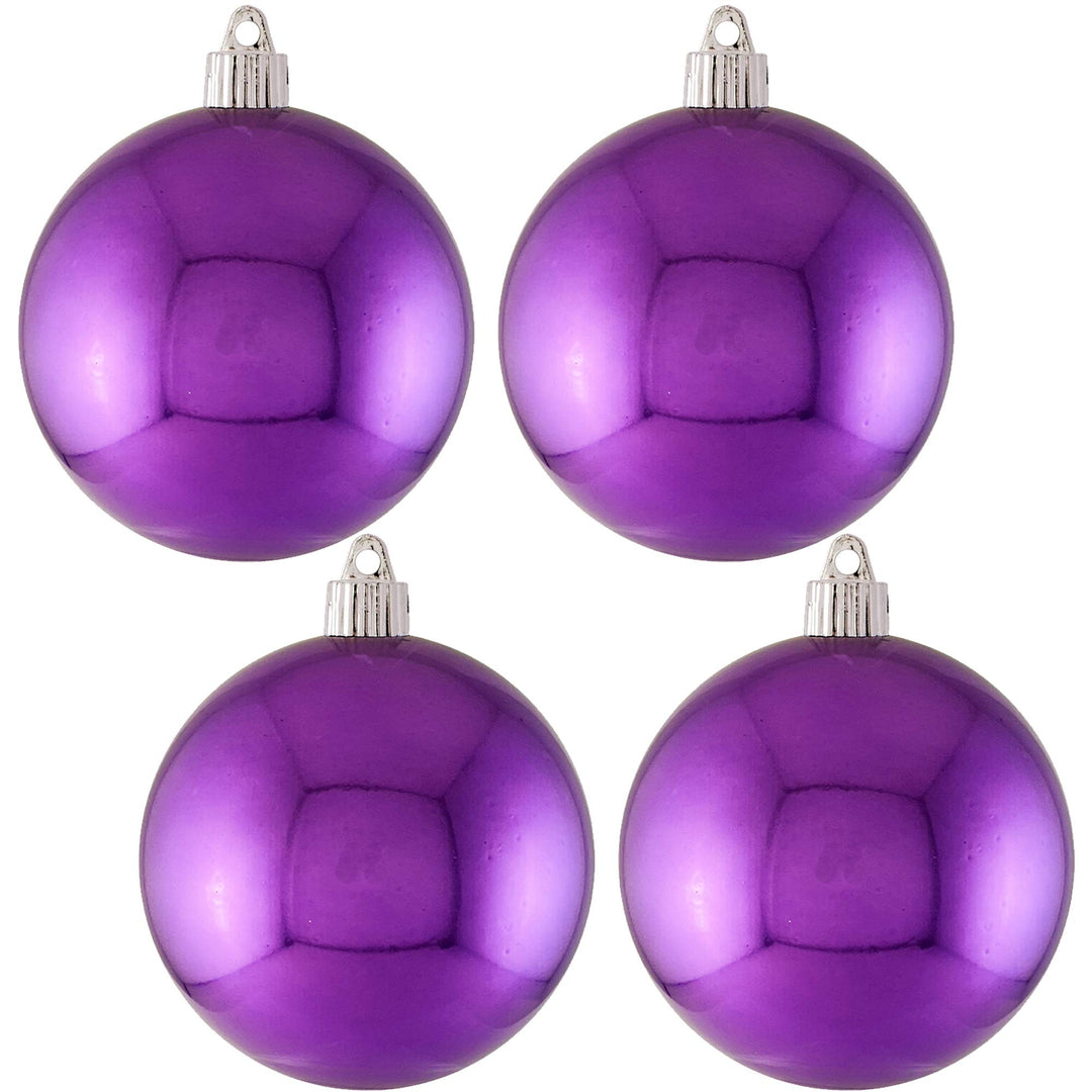 Christmas By Krebs Ornament, Commercial Shatterproof UV Resistant Plastic Christmas Ball Decoration (Shiny Rhapsody Purple, 4 inch (100mm))