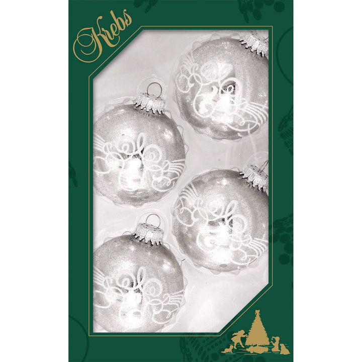 2 5/8" (67mm) Designer Decorated Boxed Glass Christmas Ornaments