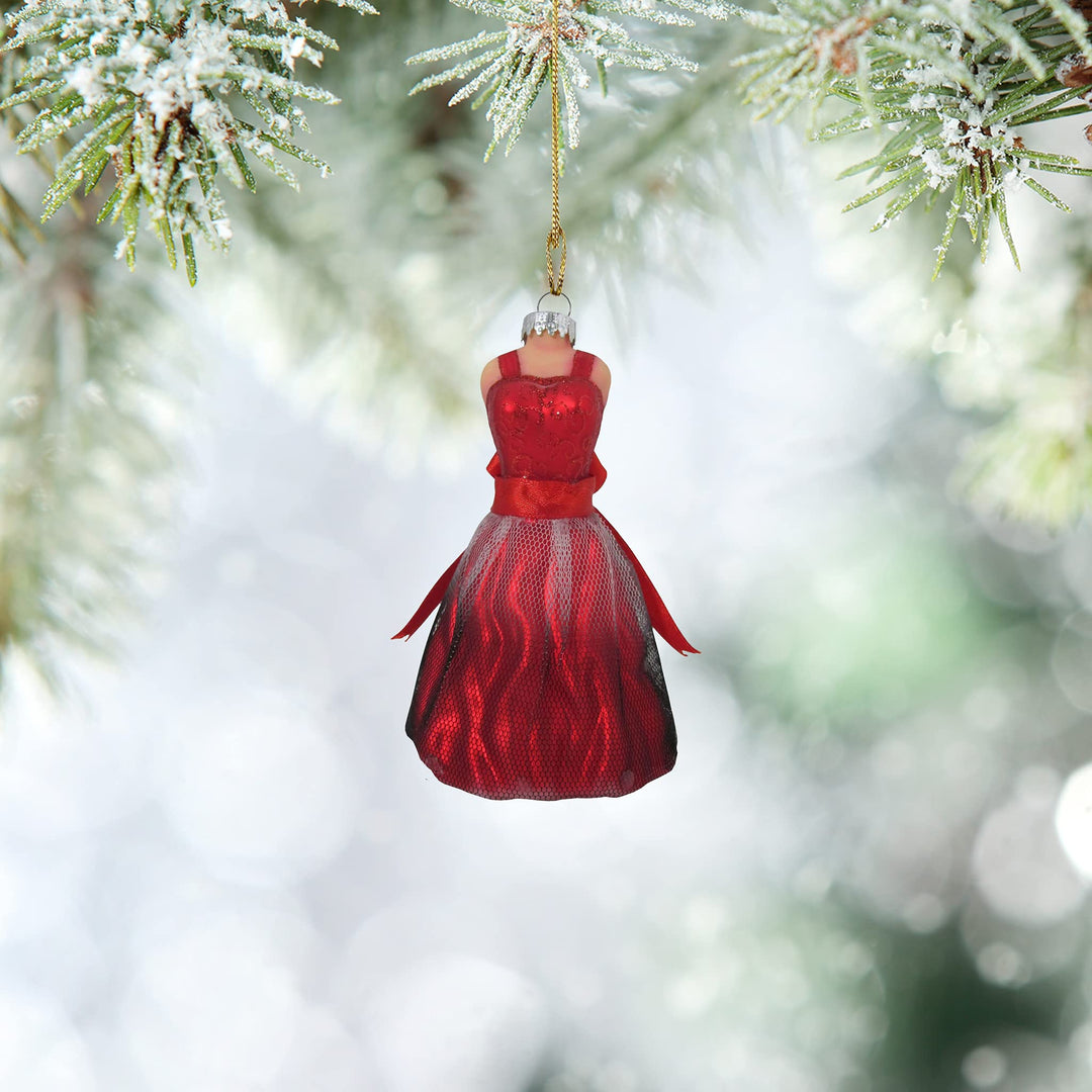 Christmas By Krebs Blown Glass  Collectible Tree Ornaments  (4.5" Red Dress)