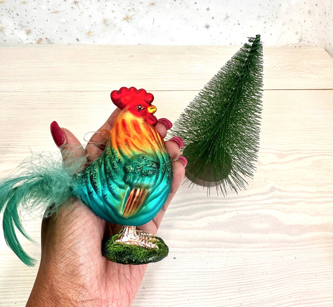 Christmas By Krebs Blown Glass  Collectible Tree Ornaments  (3.5" Rooster)