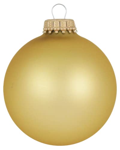 Christmas By Krebs Made in The USA Designer Seamless Glass Christmas Ball Ornaments, 2 5/8" (67mm), 8 Pieces (Velvet Chiffon Gold)