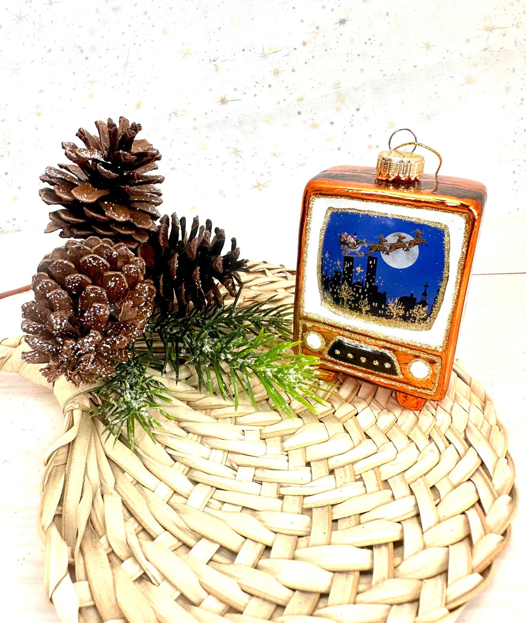 Christmas By Krebs Blown Glass  Collectible Tree Ornaments  (3" Retro TV)