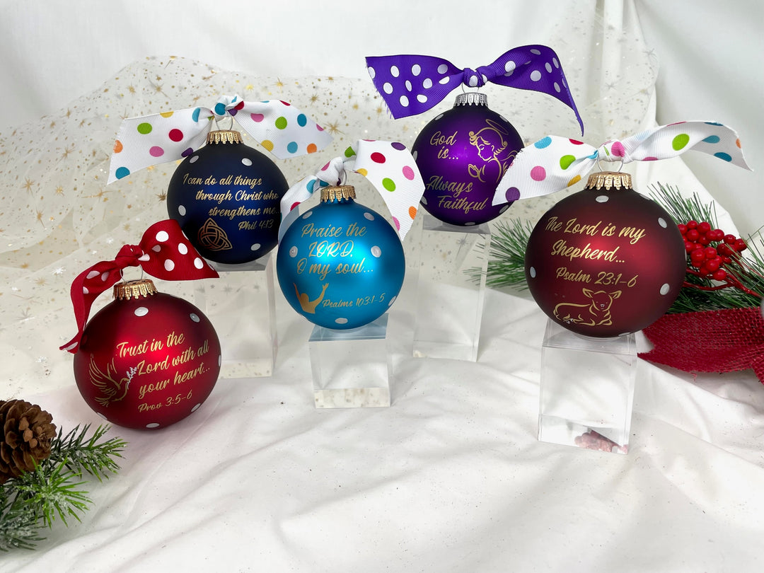 3 1/4" Collectable Bible Hero Glass Ornament Made in USA | Hugs Special Occasions Keepsake Gifts |  (Psalm 23)