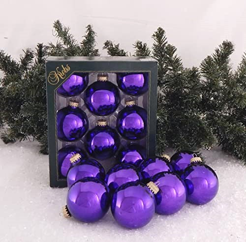 Christmas By Krebs 2 5/8" (67mm) Seamless Glass Ornament [8 Pieces], Decorated Designer Heirloom (Shiny Royal Lilac Purple)