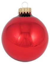 Christmas By Krebs Made in The USA Designer Seamless Glass Christmas Ball Ornaments, 2 5/8" (67mm), 8 Pieces (Shiny Christmas Red)