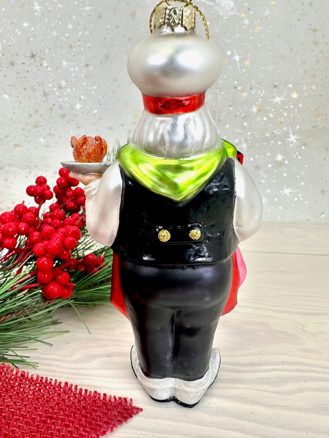 Christmas By Krebs Blown Glass  Collectible Tree Ornaments  (6" Santa Chef)