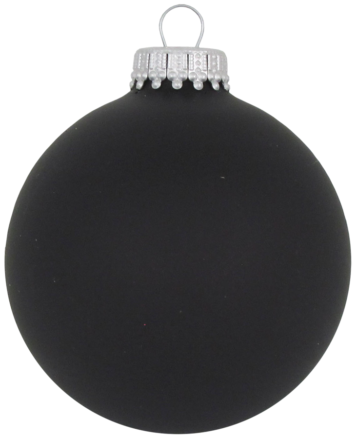 Christmas By Krebs Made in The USA Designer Seamless Glass Christmas Ball Ornaments, 2 5/8" (67mm), 8 Pieces (Velvet Ebony Black)