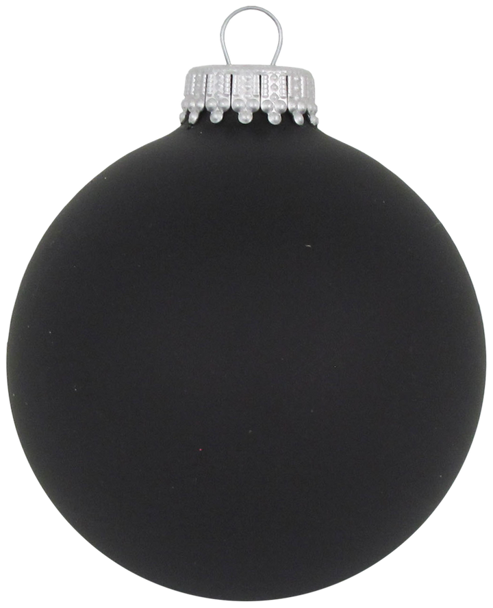 Christmas By Krebs Made in The USA Designer Seamless Glass Christmas Ball Ornaments, 2 5/8" (67mm), 8 Pieces (Velvet Ebony Black)