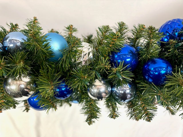 Christmas By Krebs Shatterproof 9 Ft. Garland Decorating Kits - ORNAMENTS ONLY - UV and Weather Resistant (Blue & Silver)