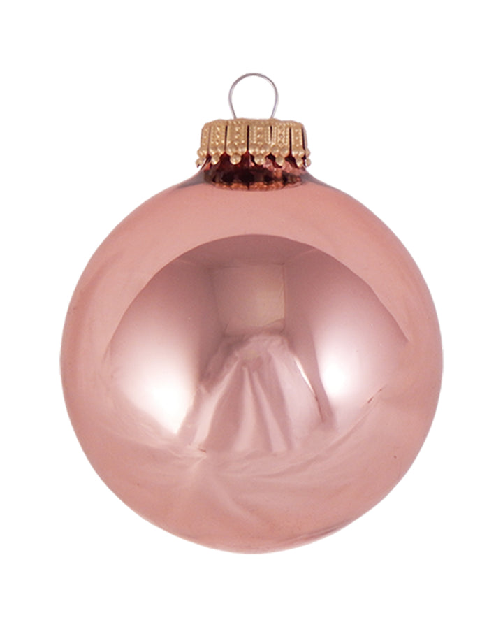 Christmas By Krebs Made in The USA Designer Seamless Glass Christmas Ball Ornaments, 2 5/8" (67mm), 8 Pieces (Shiny Tea Rose Pink)