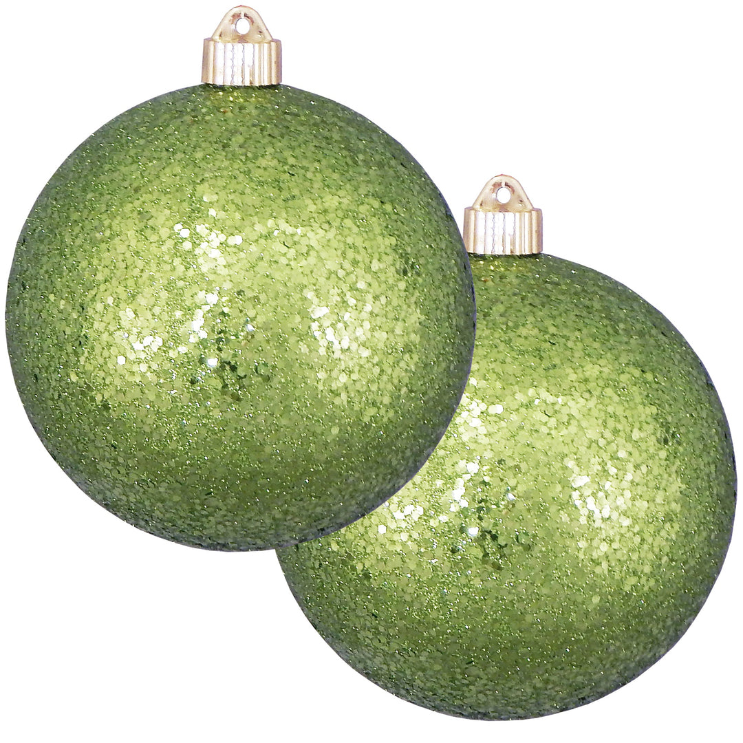 Christmas By Krebs Ornament, Commercial Grade Indoor and Outdoor Shatterproof Plastic, Water Resistant Ball Ornament Decorations (Lime Green Glitz, 6 inch (150mm))