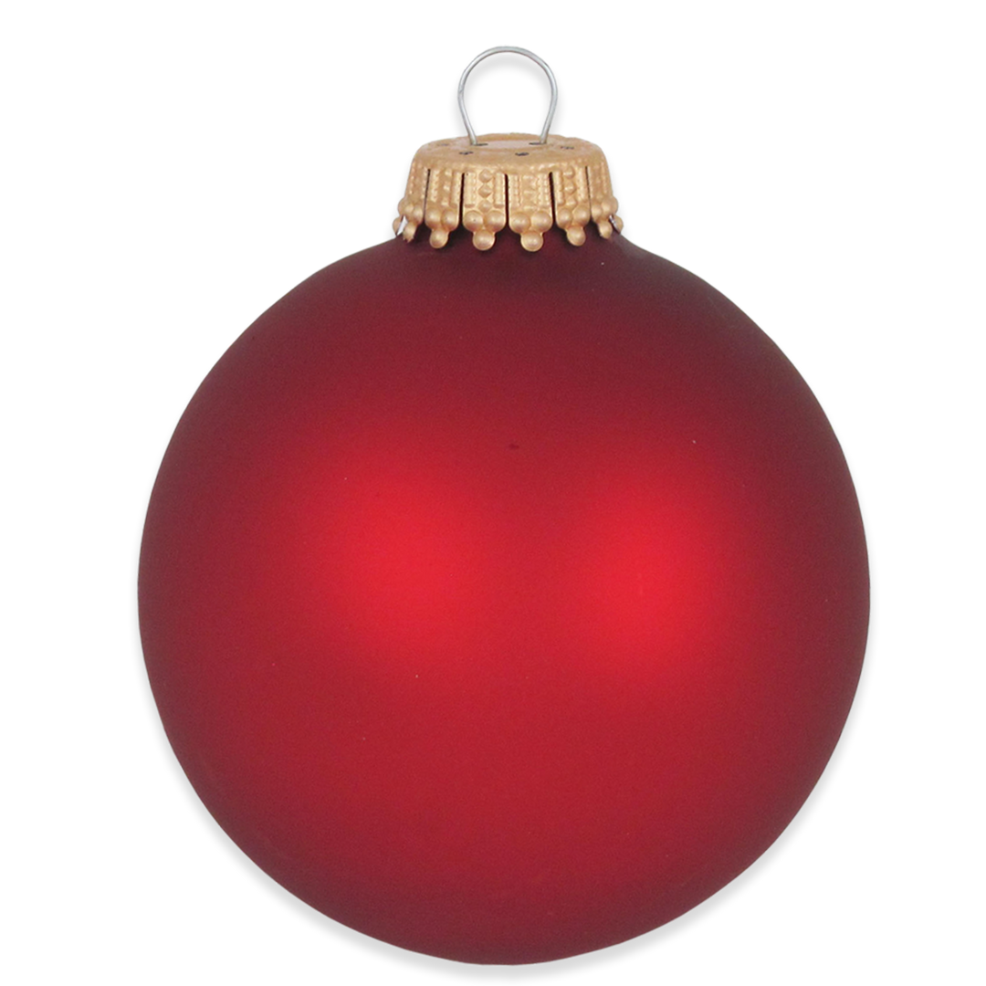 Glass Christmas Tree Ornaments - 67mm/2.63" Designer Balls from Christmas by Krebs - Seamless Hanging Holiday Decorations for Trees - Set of 12 Ornaments (White and Red with Reverse Print Cardinal)